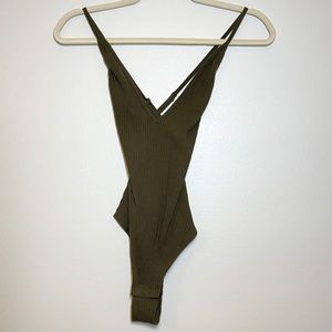 MAKERS of Dreams Green Knitted Open Back Bodysuit